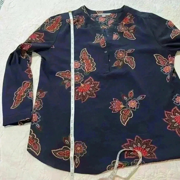 Valerie Stevens Navy Paisley/Floral Shirt Size XL - Picture 3 of 6